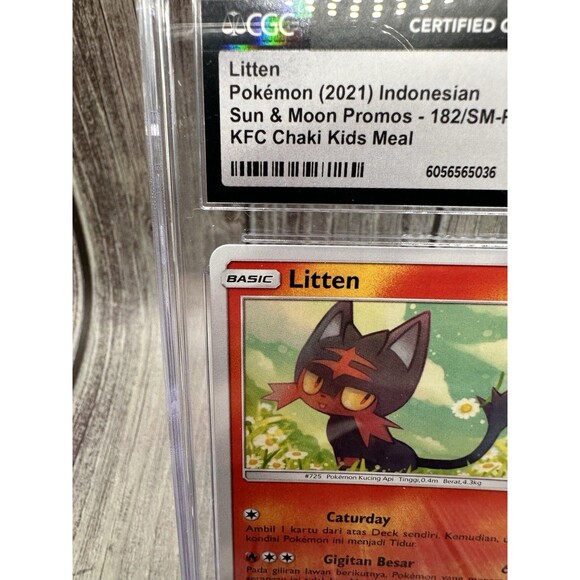 Litten Pokémon 202 Indonesian Sun & Moon Promos - 182/SM-P KFC Chaki Meal CGC 8 - Picture 4 of 10